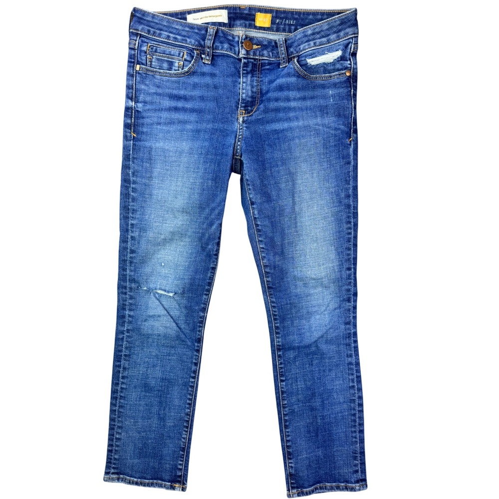 Pilcro and the Letterpress Anthropologie SJEJ Distressed Denim Capri Womens 27